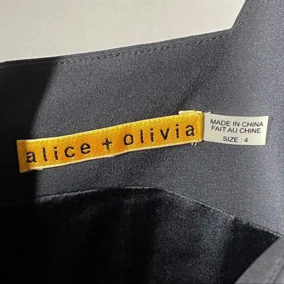 NEW! ALICE + OLIVIA BLACK SILK RUFFLE ACCENT COCKTAIL DRESS! WOMENS 4! - Picture 4 of 8